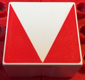 Duplo, Tile 2 x 2 x 1 with Shape Red Inverse Isosceles Triangle Pattern