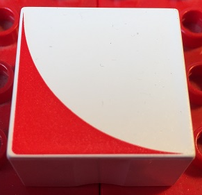Duplo, Tile 2 x 2 x 1 with Shape Red Inverse Quarter Circle Pattern