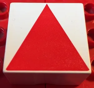 Duplo, Tile 2 x 2 x 1 with Shape Red Isosceles Triangle Pattern