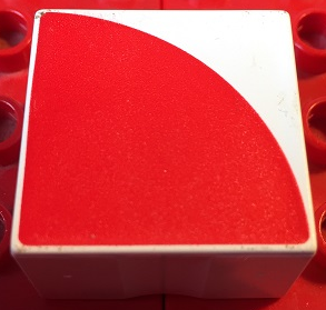Duplo, Tile 2 x 2 x 1 with Shape Red Quarter Circle Pattern