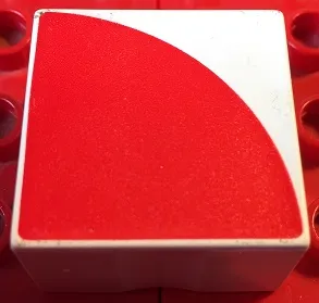 Duplo, Tile 2 x 2 x 1 with Shape Red Quarter Circle Pattern