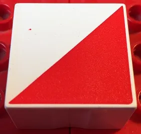 Duplo, Tile 2 x 2 x 1 with Shape Red Right Triangle Pattern