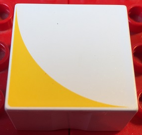 Duplo, Tile 2 x 2 x 1 with Shape Yellow Inverse Quarter Circle Pattern