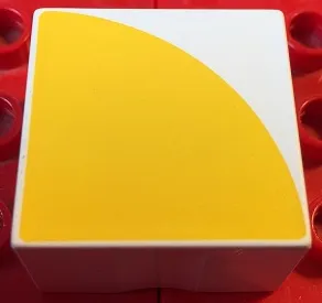 Duplo, Tile 2 x 2 x 1 with Shape Yellow Quarter Circle Pattern