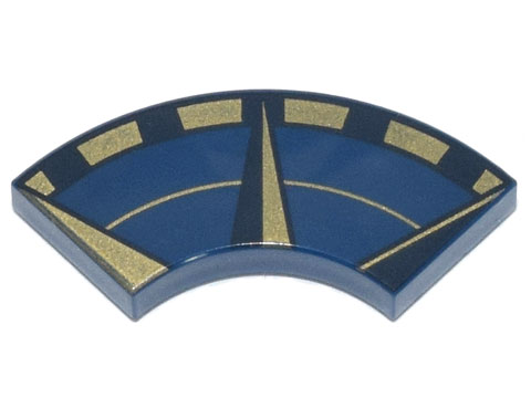 Tile, Round Corner 2 x 2 Macaroni with Gold and Black Compass Border Pattern