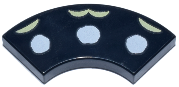 Tile, Round Corner 2 x 2 Macaroni with White Dots and Bright Light Yellow Semicircles Pattern (Blue Morpho Butterfly Wing Tips)