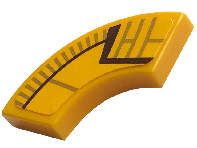 Tile, Round Corner 2 x 2 Macaroni with Dark Brown and Gold Lines Pattern Model Right Side (Anubis Collar) (Sticker) - Set 77013