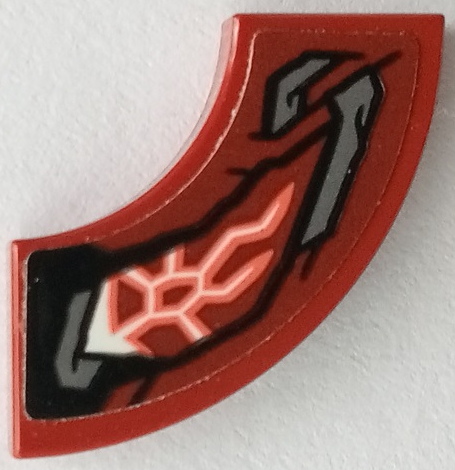 Tile, Round Corner 2 x 2 Macaroni with Armor with Black Outlines, Dark Bluish Gray Highlights, White and Coral Cosmic Energy Pattern Model Left Side (Sticker) - Set 76155