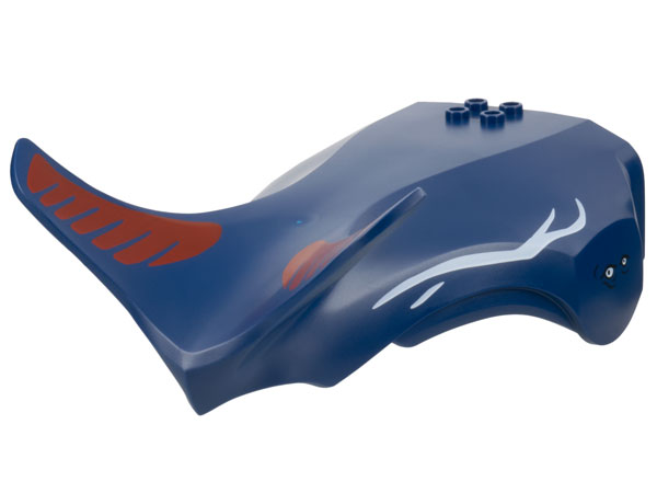 Tulkun Na'Vi Whale Head Jaw Upper with 4 White Eyes and Stripes, Red Markings Pattern