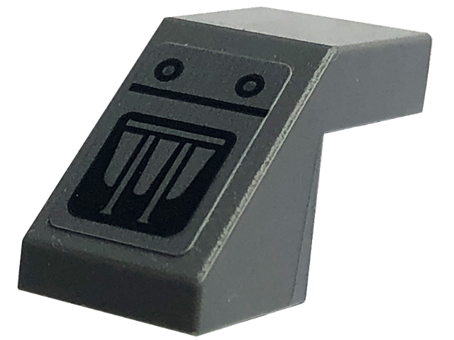 Slope 45 2 x 1 with Cutout without Stud with Silver Dots and Black Line, Circles, and Air Vent Pattern (Sticker) - Set 76181