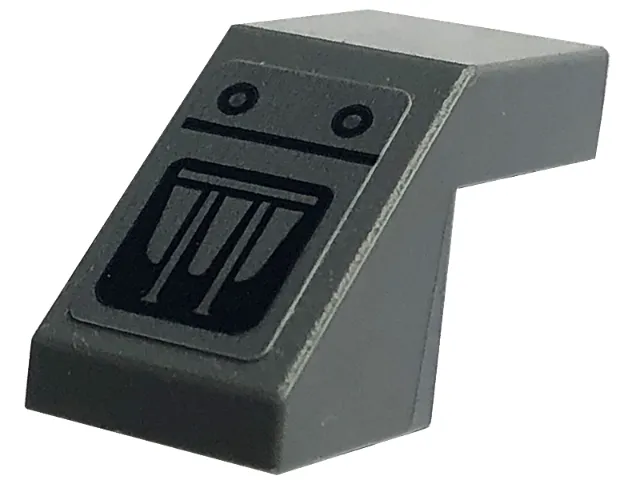 Slope 45 2 x 1 with Cutout without Stud with Silver Dots and Black Line, Circles, and Air Vent Pattern (Sticker) - Set 76181