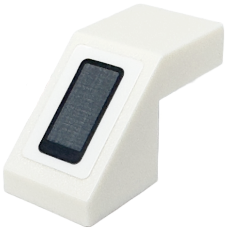 Slope 45 2 x 1 with Cutout without Stud with Dark Bluish Gray Rectangle with Black End and Outline Pattern (Sticker) - Set 75350