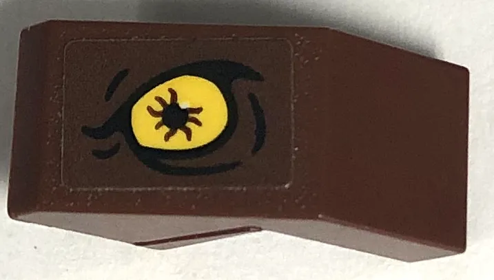 Slope 45 2 x 1 with Cutout without Stud with Yellow Dinosaur Eye and Black Skin Creases Pattern Model Left Side (Sticker) - Set 76956