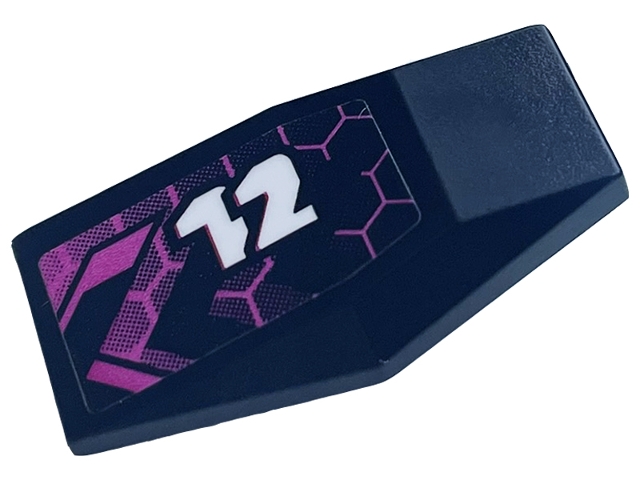 Large Figure Armor Plate Small with Chevrons, Dark Pink Honeycomb and White '12' Pattern Model Left Side (Sticker) - Set 42164