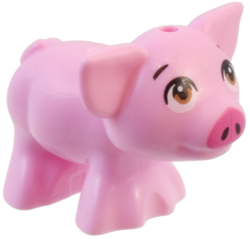 Pig, Baby Piglet, Friends Style with Black Eyebrows, Medium Nougat Eyes, and Dark Pink Nose Pattern (Hamlet)
