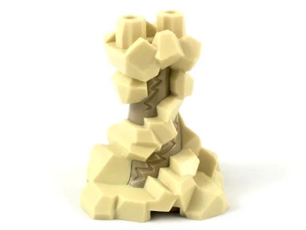 Lower Body, Swirling Rocks over Molded Dark Tan Cone with Debossed Zigzag Lines / Lightning Bolts Pattern