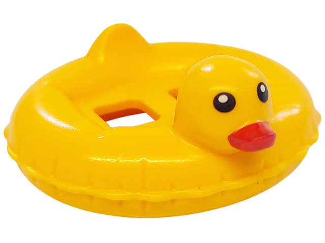 Minifigure Swim Ring / Floatie Duck Inflatable with Black Eyes and Red Bill Pattern