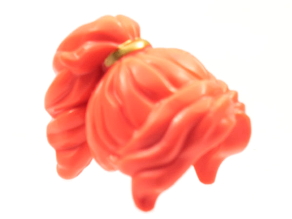 Minifigure, Hair Female Long Wavy with Ponytail with Gold Band Pattern