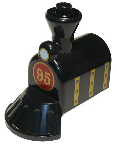 Duplo, Train Steam Engine Front with Cow Catcher with White Headlight and Gold '95' Pattern