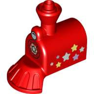 Duplo, Train Steam Engine Front with Cow Catcher with White Headlight and Stars Pattern