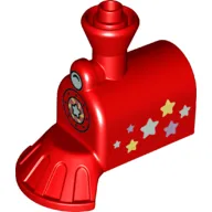 Duplo, Train Steam Engine Front with Cow Catcher with White Headlight and Stars Pattern