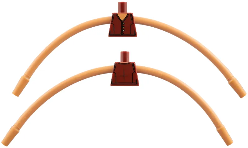 Torso, Modified V-Neck Vest, Nougat Neck, 3 Gold Buttons, Black Lines Pattern / Nougat Long Rubber Arms
