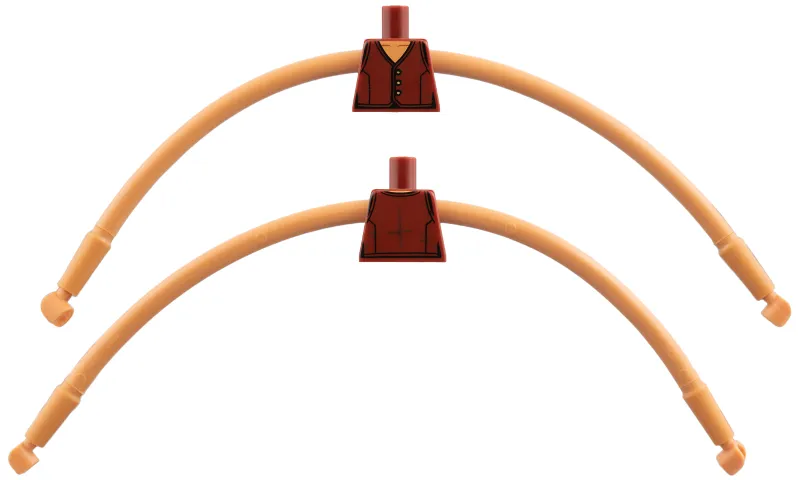 Torso, Modified V-Neck Vest, Nougat Neck, 3 Gold Buttons, Black Lines Pattern / Nougat Long Rubber Arms / Nougat Hands