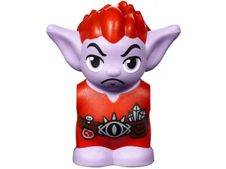 Body / Head Goblin with Pointed Ears and Red Spiked Hair and Tunic with Utility Belt with Goblin Eye Buckle, Crystals and Vial Pattern