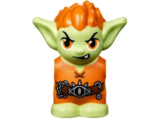 Body / Head Goblin with Pointed Ears and Orange Spiked Hair and Tunic with Utility Belt with Goblin Eye Buckle, Chain and Hook Pattern