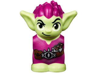Body / Head Goblin with Pointed Ears and Magenta Spiked Hair and Tunic with Utility Belt with Goblin Eye Buckle, Pouch and Candy Bar Pattern