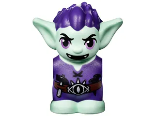 Body / Head Goblin with Pointed Ears, Dark Purple Spiked Hair and Tunic with Utility Belt with Goblin Eye Buckle, Hammer and Nails Pattern
