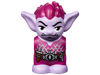 Body / Head Goblin with Pointed Ears and Magenta Spiked Hair and Tunic with Utility Belt with Goblin Eye Buckle, Knife and Keys Pattern