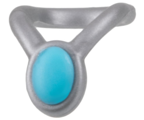 Mini Doll, Necklace Amulet with Molded Medium Azure Stone Pattern