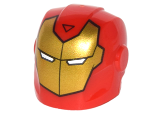 Minifigure, Headgear Helmet Armor Plates and Ear Protectors with Gold Iron Man Mask with White Eye Slits and Black Triangle Pattern