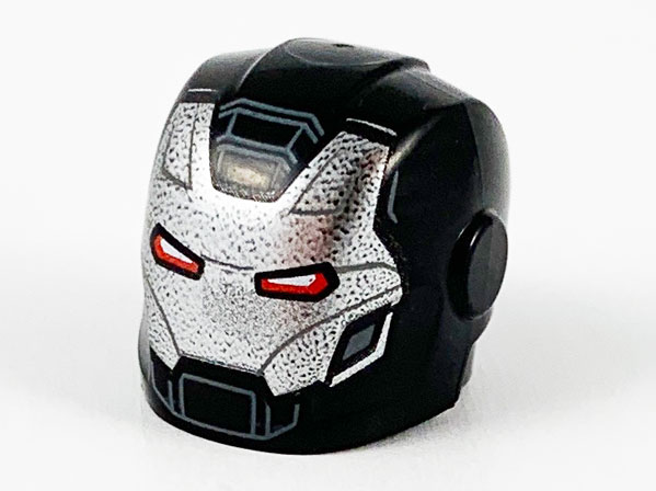 Minifigure, Headgear Helmet Armor Plates and Ear Protectors with Silver Faceplate and Red Eyes Pattern