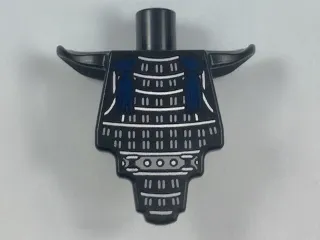 Torso, Modified Short with Smooth Armor Breastplate with Shoulder Pads and Silver Armor and Dark Blue Tassels Pattern