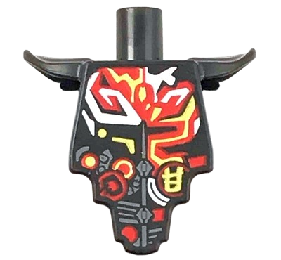 Torso, Modified Short with Smooth Armor Breastplate with Shoulder Pads and Red, Yellow and White Tribal Pattern