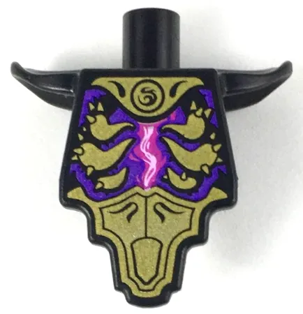 Torso, Modified Short with Smooth Armor Breastplate with Shoulder Pads and Gold Armor Plates, Magenta Energy Pattern