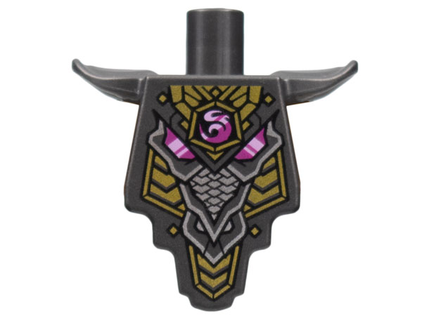 Torso, Modified Short with Smooth Armor Breastplate with Shoulder Pads and Magenta Crystal, Gold and Silver Trim Pattern