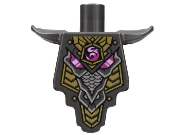Torso, Modified Short with Smooth Armor Breastplate with Shoulder Pads and Magenta Crystal, Gold and Silver Trim Pattern