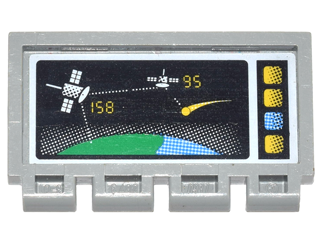 Hinge Train Gate 2 x 4 with Satellites Orbiting Earth, '158', and '95' Pattern (Sticker) - Set 6453
