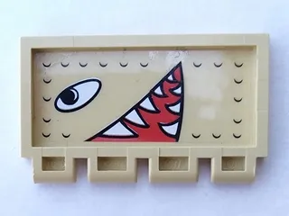 Hinge Train Gate 2 x 4 with Eyes and Open Mouth with Pointed Teeth Facing Left Pattern (Sticker) - Sets 2879 / 5909 / 5948