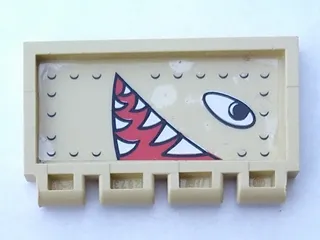 Hinge Train Gate 2 x 4 with Eyes and Open Mouth with Pointed Teeth Facing Right Pattern (Sticker) - Sets 2879 / 5909 / 5948