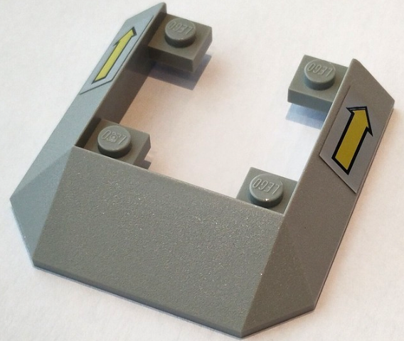 Wedge 6 x 6 Cutout (Train Roof) with Yellow Arrow on Light Gray Background Pattern on Both Sides (Stickers) - Set 8856