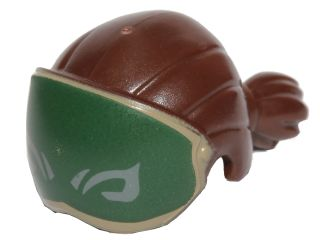 Minifigure, Hair Straight Cut with Short Ponytail with Dark Green Eye Cover with Dark Bluish Gray Markings Pattern