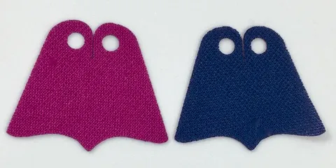 Mini Doll, Cape Cloth, Friends, Center and Side Points at Bottom, Short with 2 Small Top Holes with Magenta and Dark Blue Sides