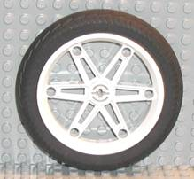 Wheel 61.6mm D. x 13.6mm Motorcycle, with Black Tire 81.6 x 14.2 Motorcycle Z Racing Tread (2903 / 6596)