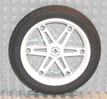 Wheel 61.6mm D. x 13.6mm Motorcycle, with Black Tire 81.6 x 14.2 Motorcycle Z Racing Tread (2903 / 6596)