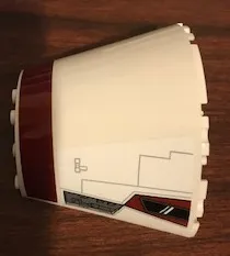 Cone Half 10 x 5 x 6 with SW Dark Red Stripe, Cockpit Window and Machinery Pattern Model Right Side (Stickers) - Set 75244