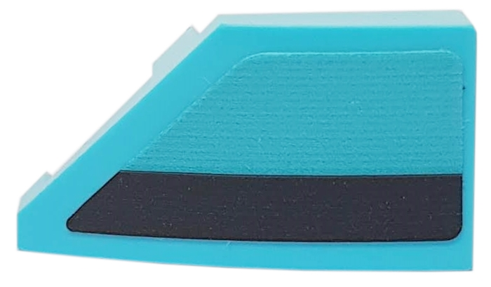 Wedge 2 x 1 x 2/3 Right with Black Stripe on Medium Azure Background Pattern (Sticker) - Set 76898